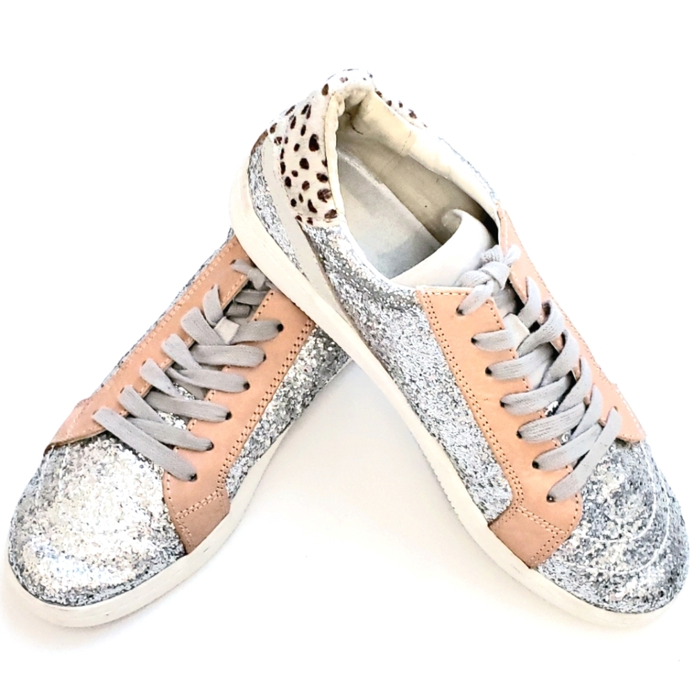Dolce Vita Nina Silver Glitter Tan Sneakers